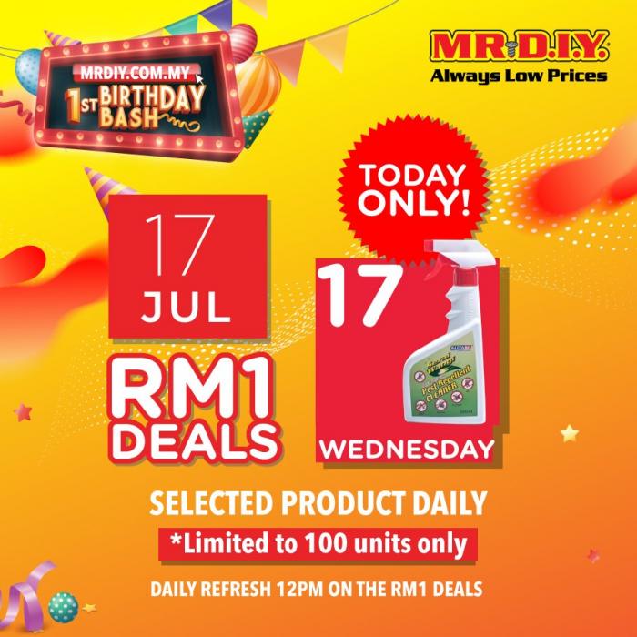 MR DIY Online 1st Birhday Promotion RM1 Deal (17 July 2019)
