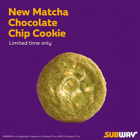 Subway NEW Matcha Chocolate Chip Cookie