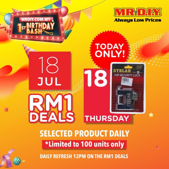 MR DIY Online 1st Birhday Promotion RM1 Deal (18 July 2019)