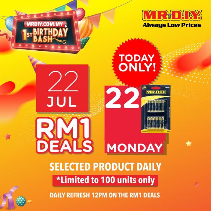 MR DIY Online 1st Birhday Promotion MR.DIY Alkaline Battery AAA for RM1 (22 July 2019)