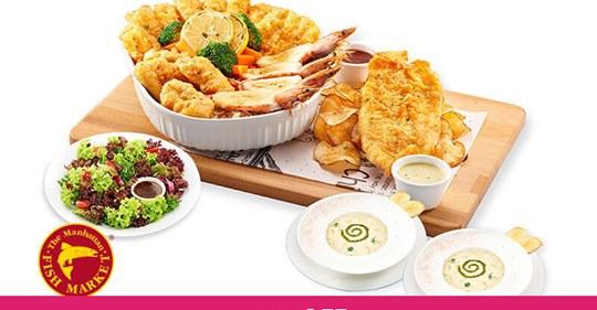 The Manhattan Fish Market Fave Birthday Promotion Sharing Platter with 2 Soups of the Day and 1 Mesclun Salad for RM68 (NP: RM108.50)