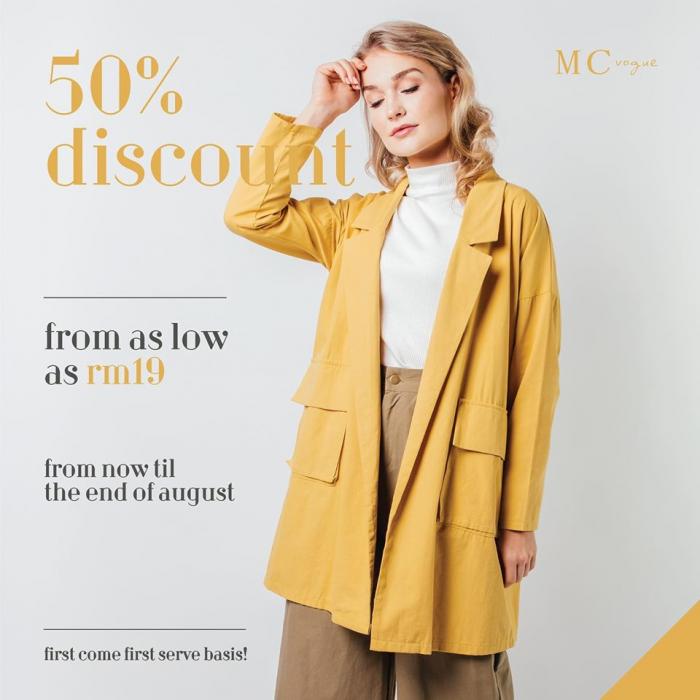 MC Vogue Sale 50% discount (until 31 August 2019)