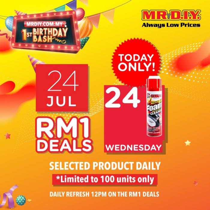 MR DIY Online 1st Birhday Promotion GETSUN Multi-Purpose Foam Cleaner for RM1 (24 July 2019)