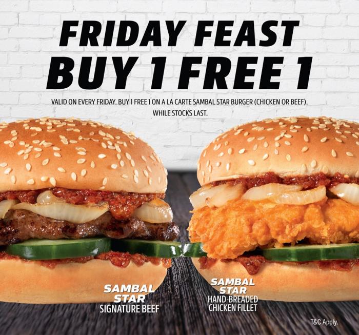 Carl's Jr. Friday Feast Buy 1 FREE 1 Promotion (every Friday)
