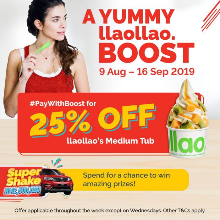 llaollao 25% OFF Promotion Pay with Boost (9 August 2019 - 16 September 2019)