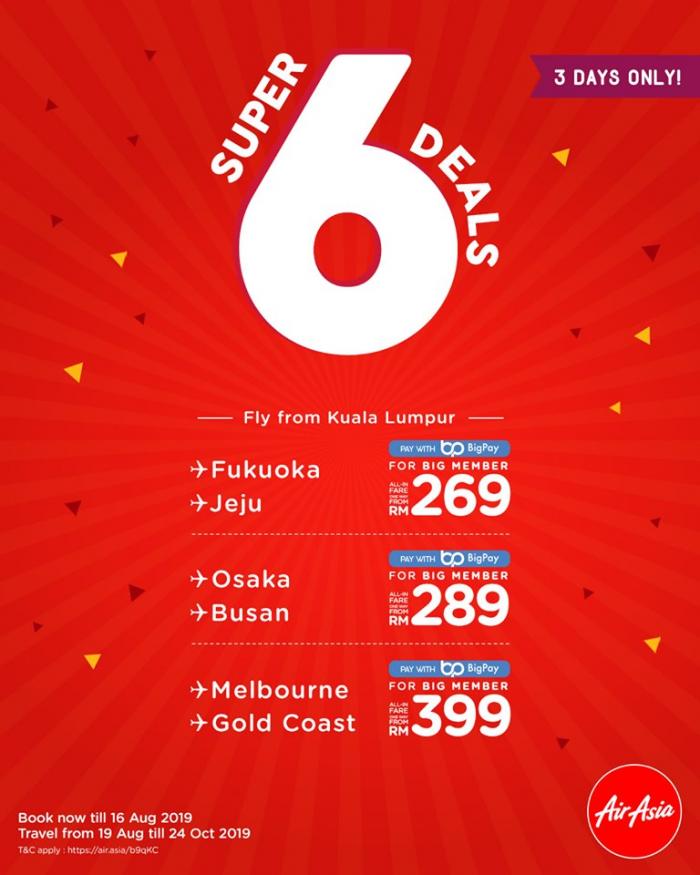 AirAsia Super 6 Deals (14 August 2019 - 16 August 2019)