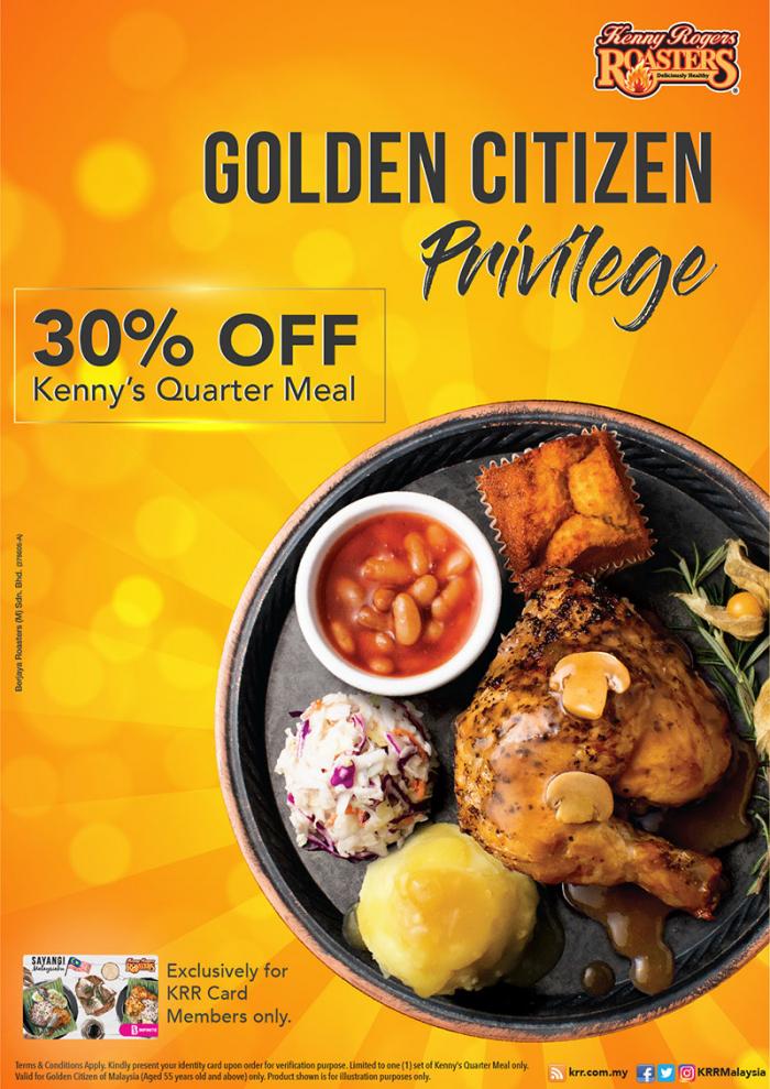 Kenny Rogers ROASTERS Golden Citizen Privilege Promotion 30% OFF