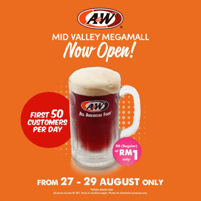 A&W Mid Valley Megamall Opening Promotion (27 August 2019 - 29 August 2019)