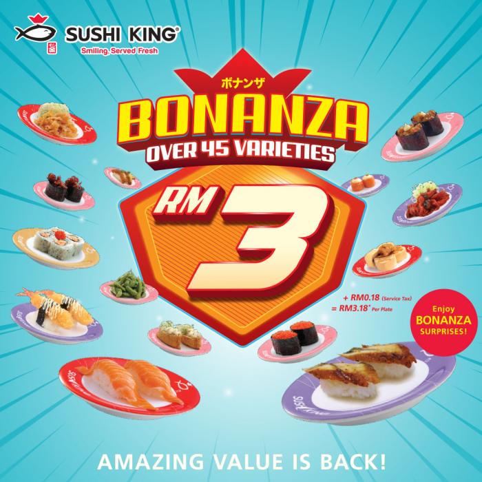 Sushi King Bonanza Sushi for RM3.18 (10 September 2019 - 26 September 2019)
