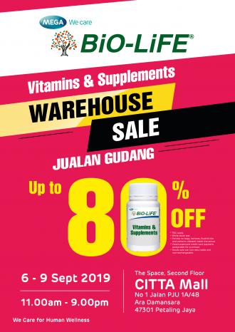 BiO-LiFE Vitamins & Supplements Warehouse Sales Up To 80% OFF (6 Sep 2019 - 9 Sep 2019)