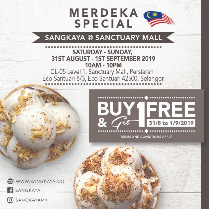 Sangkaya Sanctuary Mall Opening Promotion Buy 1 FREE 1 (31 August 2019 - 1 September 2019)