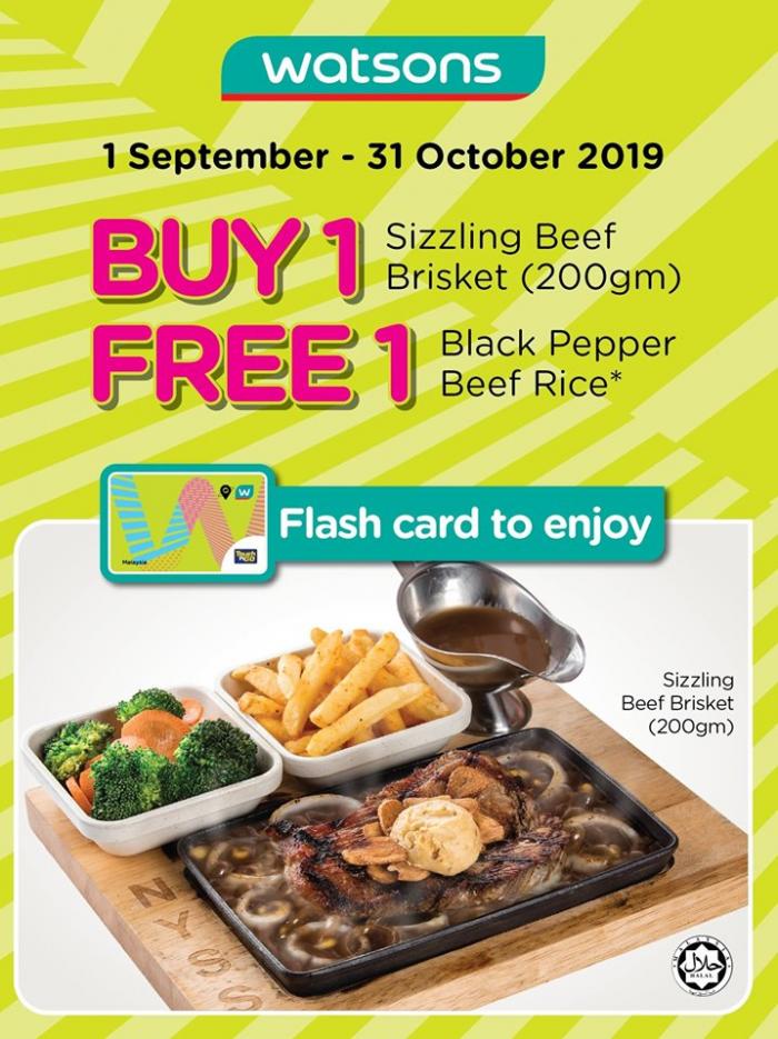 NY Steak Shack Buy 1 FREE 1 Promotion with Watsons Member Card (1 September 2019 - 31 October 2019)