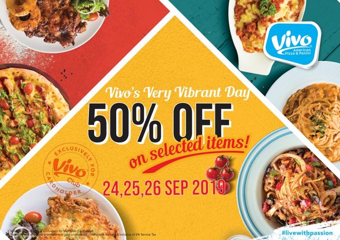 Vivo Pizza Very Vibrant Day Promotion 50% OFF (24 September 2019 - 26 September 2019)