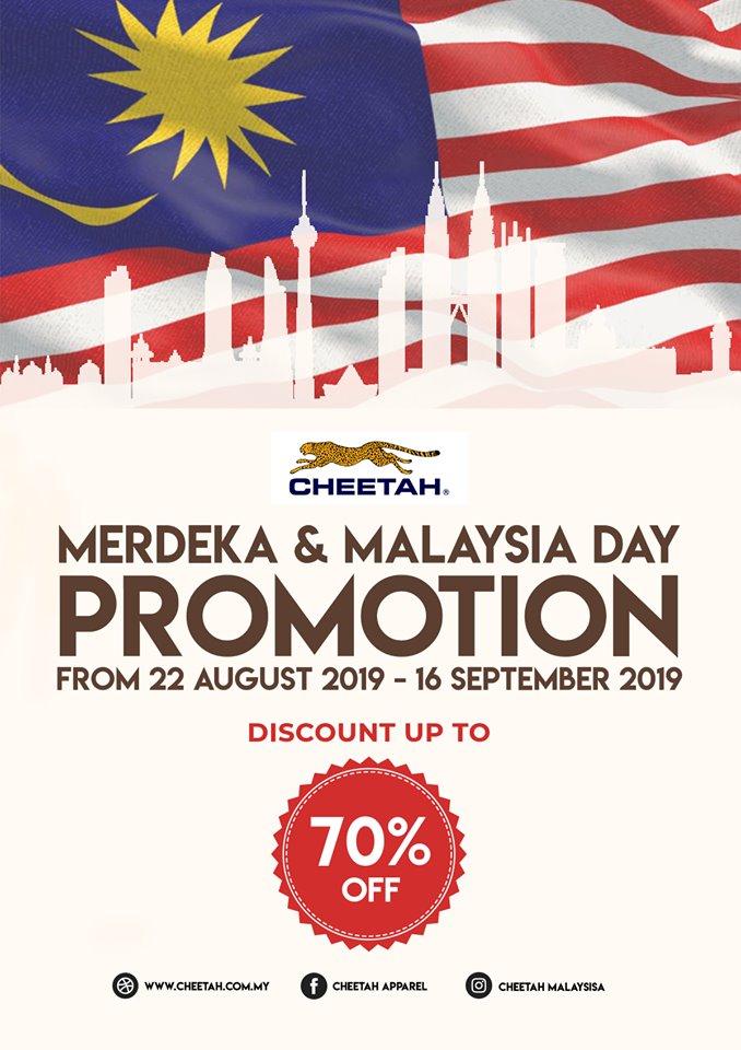 Cheetah Online Merdeka & Malaysia Day Promotion up to 70% off (22 August 2019 - 16 September 2019)