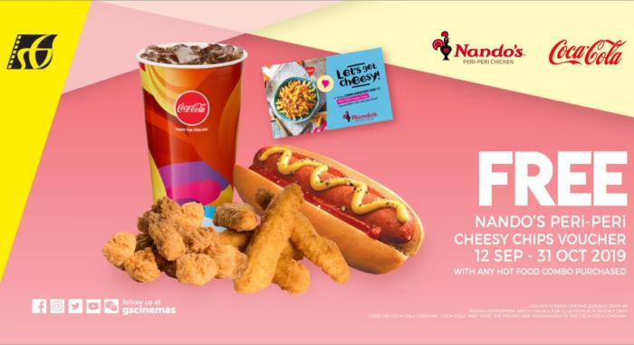 GSC Nando's Food Fest Promotion FREE Nando's Peri-Peri Cheesy Chips Voucher (12 September 2019 - 31 October 2019)