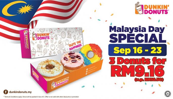 Dunkin Donuts Malaysia Day Promotion (16 September 2019 - 23 September 2019)