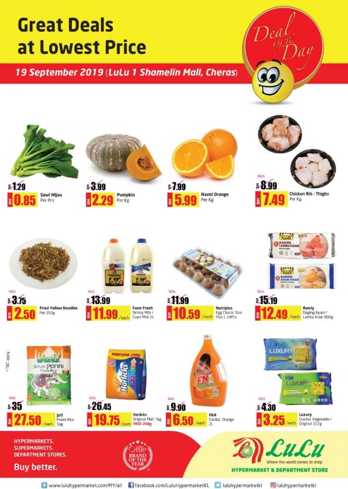 LuLu Hypermarket 1 Shamelin Cheras Deal of the Day Promotion (19 September 2019)