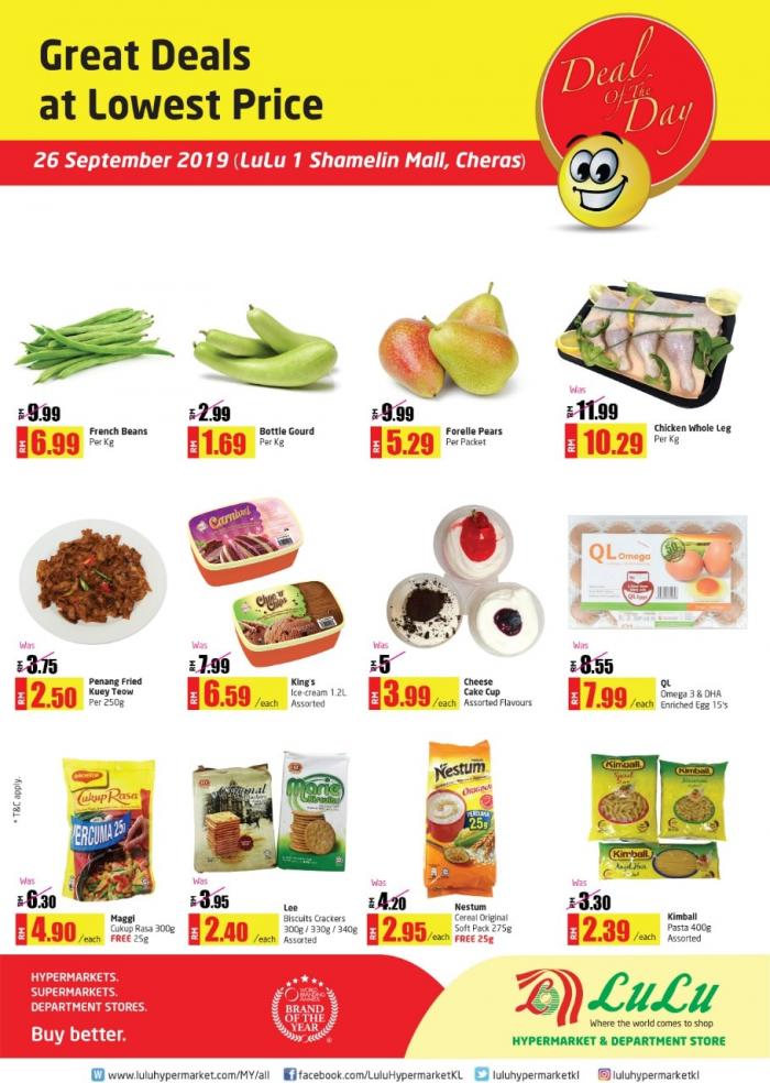 LuLu Hypermarket 1 Shamelin Cheras Deal of the Day Promotion (26 September 2019)