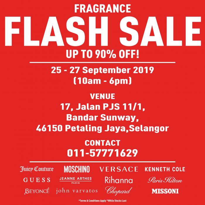 Fragrance Flash Sale Up TO 90% OFF (25 September 2019 - 27 September 2019)