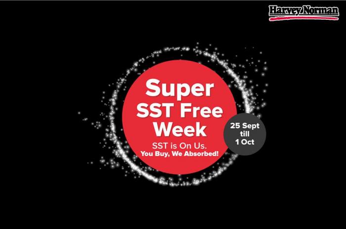 Harvey Norman Super SST FREE Week Promotion (25 September 2019 - 1 October 2019)