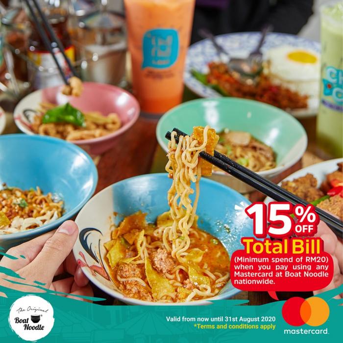 Boat Noodle Mastercard Promotion 15% OFF valid until 31 August 2020
