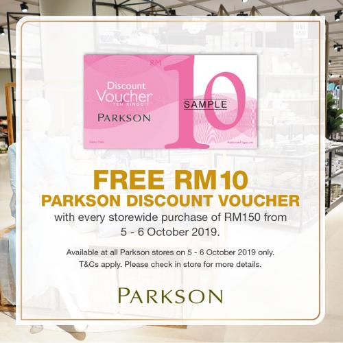 Parkson FREE Voucher Promotion (5 October 2019 - 6 October 2019)