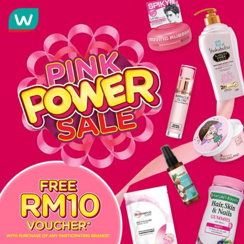 Watsons Pink Power Sale Promotion FREE RM10 Voucher (valid until 30 October 2019)