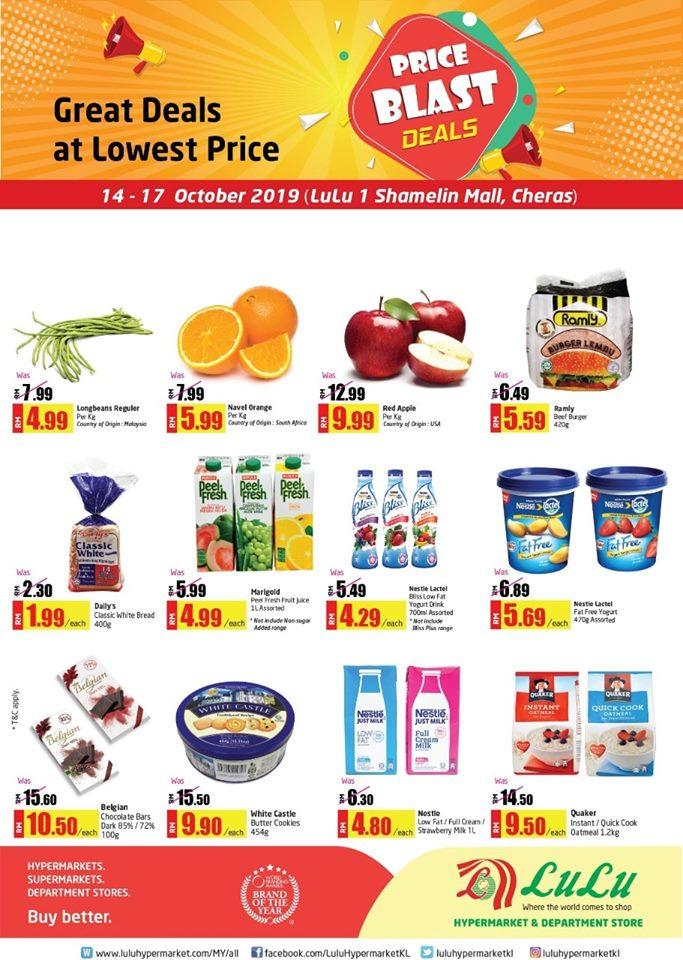 LuLu Hypermarket 1 Shamelin Cheras Price Blast Deals Promotion (14 October 2019 - 17 October 2019)