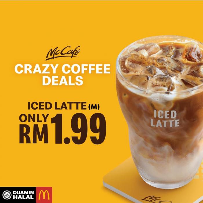 McDonald's McCafe Crazy Coffee Deals Iced Latte only RM1.99