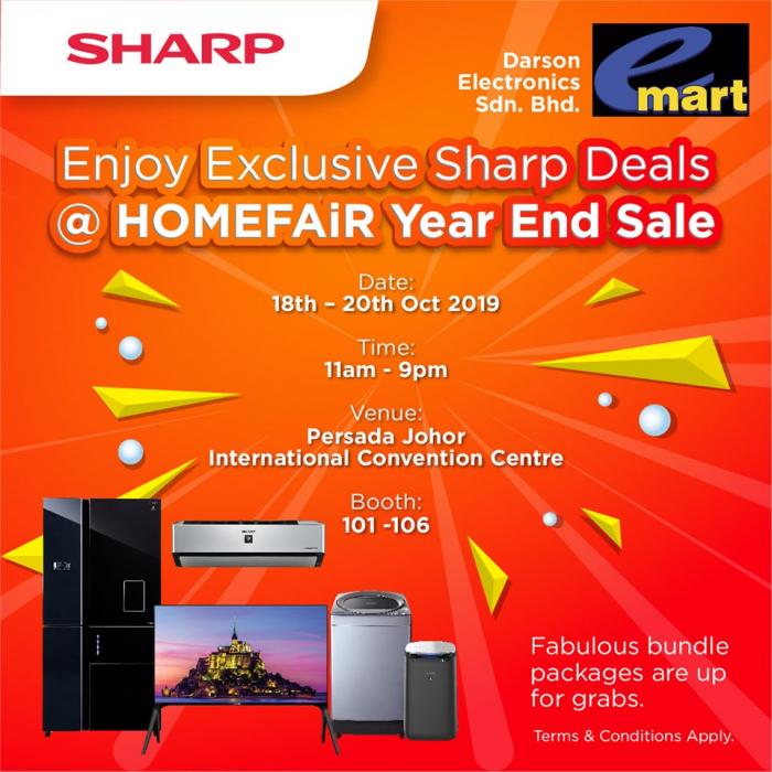 Sharp Year End Sale at HOMEFAiR Persada Johor (18 October 2019 - 20 October 2019)