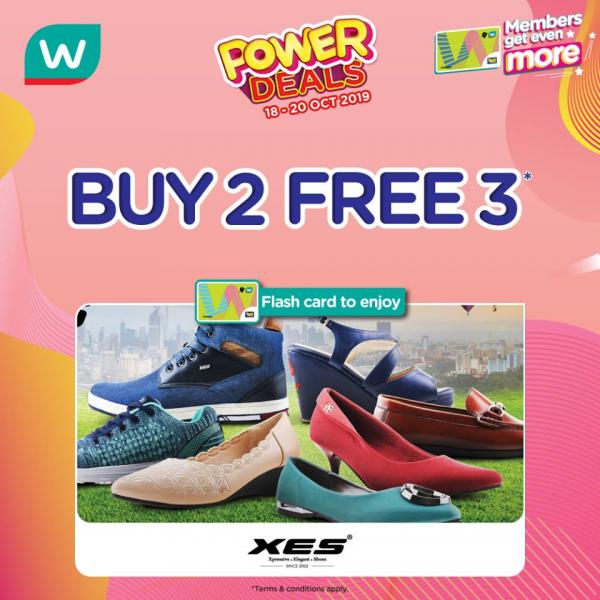 XES Shoes Buy 2 FREE 3 Promotion with Watsons Member Card (18 October 2019 - 20 October 2019)