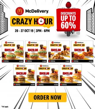 McDonald's McDelivery Crazy Hour Discount Up To 60% (20 Oct 2019 - 27 Oct 2019)