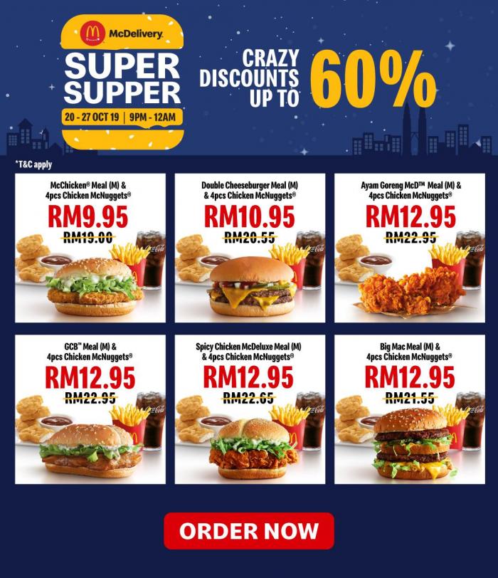 McDonald's McDelivery Super Supper Discount Up To 60% (20 October 2019 - 27 October 2019)