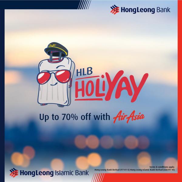 AirAsia Promotion Up To 70% OFF with Hong Leong Bank Card (18 October 2019 - 20 October 2019)