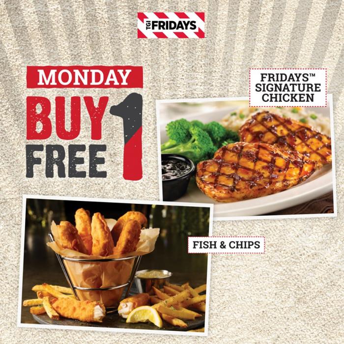 TGI Fridays Wisma Jotic Johor Bahru Buy 1 FREE 1 Promotion (every Monday)