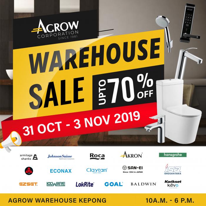 Agrow Warehouse Sale Up To 70% OFF (31 October 2019 - 3 November 2019)