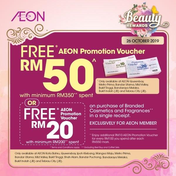 AEON Beauty Rewards Promotion Free Voucher (26 October 2019)