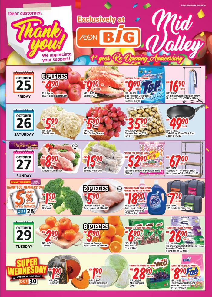 AEON BiG Mid Valley 1st Year Re-Opening Anniversary Promotion (25 October 2019 - 31 October 2019)