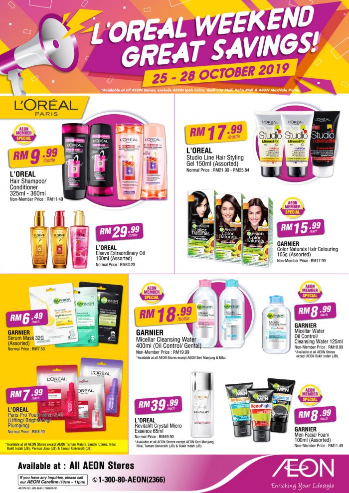 AEON Loreal Weekend Promotion (25 October 2019 - 28 October 2019)