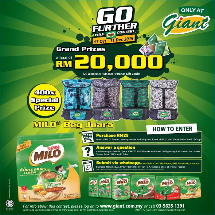 Giant Milo Go Further Contest Win Grand Prized Worth Up To RM20,000 (17 October 2019 - 11 December 2019)