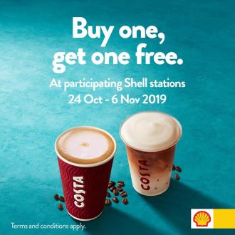 Costa Coffee Buy 1 FREE 1 Promotion at Selected Shell Station (24 October 2019 - 6 November 2019)