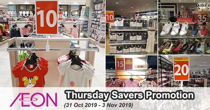 AEON General Merchandise Stores Thursday Savers Promotion as low as RM10 (31 Oct 2019 - 3 Nov 2019)