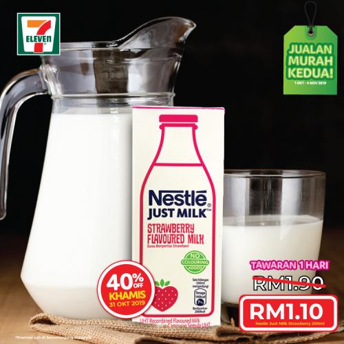7-Eleven Nestle Just Milk 40% OFF Promotion (31 October 2019)