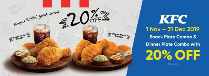 KFC 20% OFF Promotion With Touch 'n Go eWallet (1 November 2019 - 31 December 2019)
