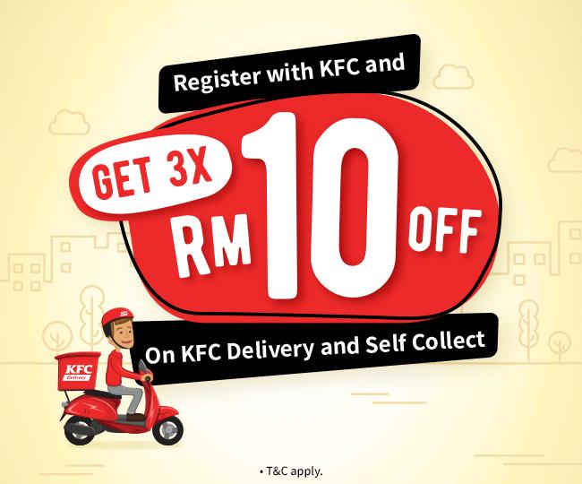 KFC Get 3X RM10 Off On KFC Delivery And Self Collect