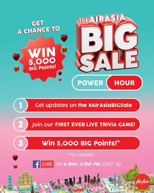 AirAsia Big Sale Power Hour Win 5000 Big Points (6 November 2019)