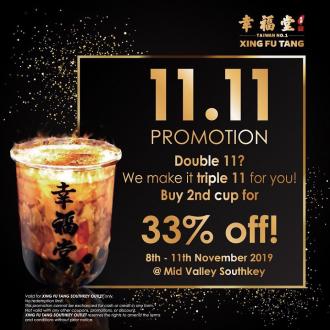 Xing Fu Tang Mid Valley Southkey 11.11 Promotion 2nd Cup 33% OFF (8 Nov 2019 - 11 Nov 2019)