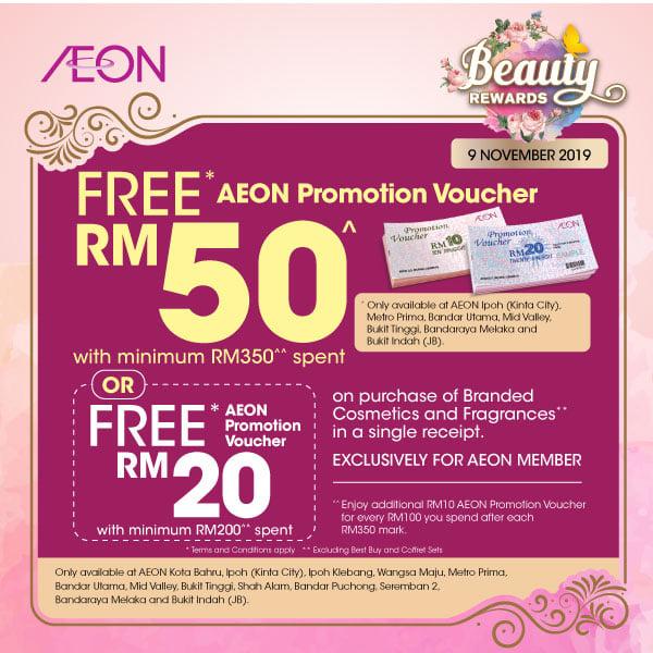 AEON Beauty Rewards Promotion Free Voucher (9 November 2019)