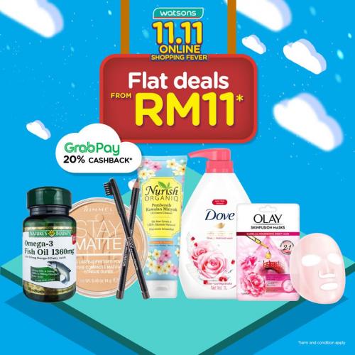 Watsons 11.11 Sale Flat Deals Promotion as low as RM11 (valid until 13 November 2019)
