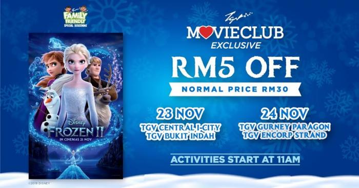 TGV Cinemas Frozen 2 Family Friendly Screening Promotion RM5 OFF (23 November 2019 - 24 November 2019)